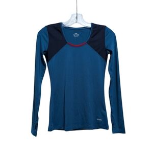 FILA Women's Teal and Black Long Sleeve Tee Size XS Active Athletic Athleisure